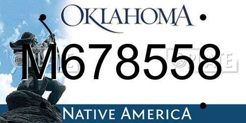 M678558 Oklahoma License Plate