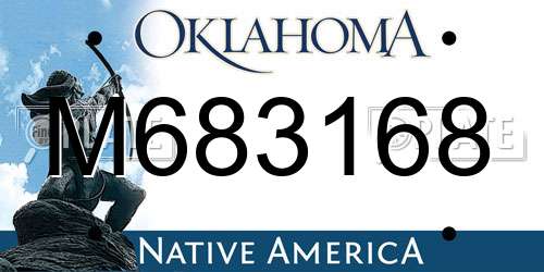 M683168 Oklahoma License Plate