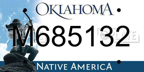 M685132 Oklahoma License Plate