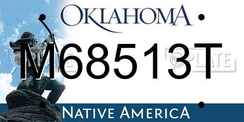 M68513T Oklahoma License Plate
