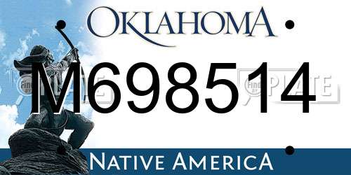 M698514 Oklahoma License Plate