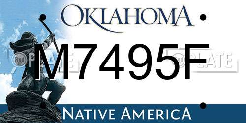 M7495F Oklahoma License Plate