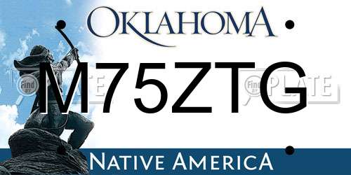 M75ZTG Oklahoma License Plate
