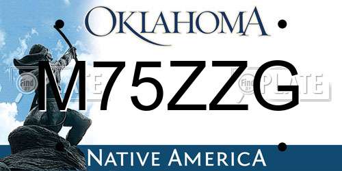 M75ZZG Oklahoma License Plate