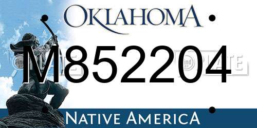 M852204 Oklahoma License Plate