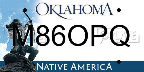 M86OPQ Oklahoma License Plate