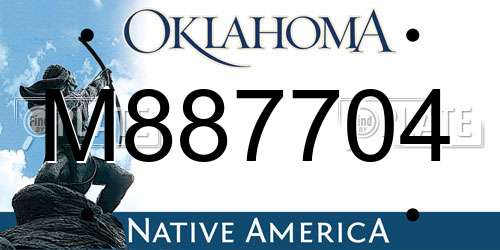 M887704 Oklahoma License Plate