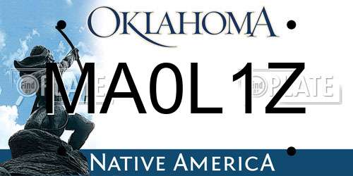 MA0L1Z Oklahoma License Plate