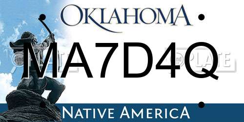 MA7D4Q Oklahoma License Plate