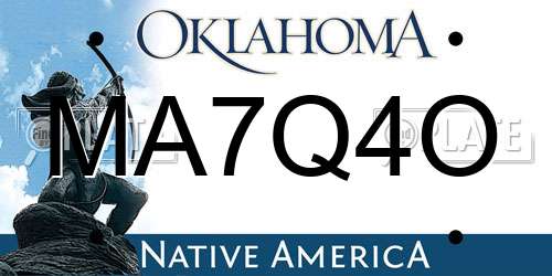 MA7Q4O Oklahoma License Plate