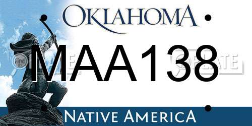 MAA138 Oklahoma License Plate