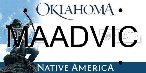 MAADVIC Oklahoma License Plate