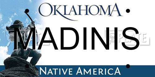 MADINIS Oklahoma License Plate