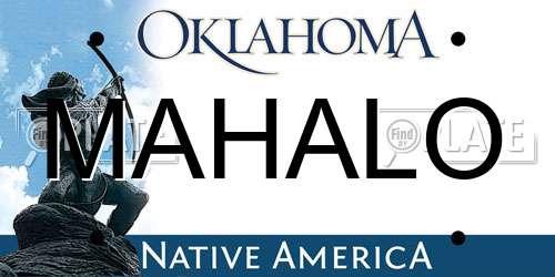 MAHALO Oklahoma License Plate