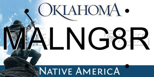 MALNG8R Oklahoma License Plate
