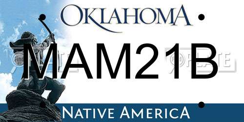 MAM21B Oklahoma License Plate