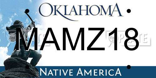 MAMZ18 Oklahoma License Plate