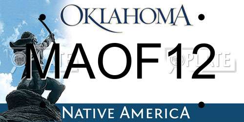 MAOF12 Oklahoma License Plate