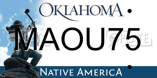 MAOU75 Oklahoma License Plate