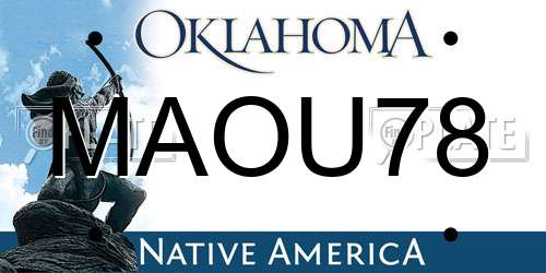 MAOU78 Oklahoma License Plate