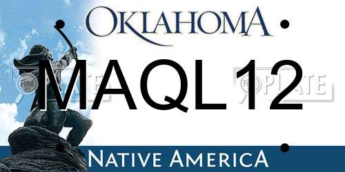 MAQL12 Oklahoma License Plate