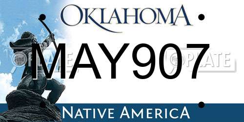 MAY907 Oklahoma License Plate