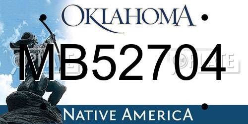 MB52704 Oklahoma License Plate