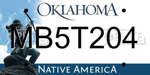MB5T204 Oklahoma License Plate