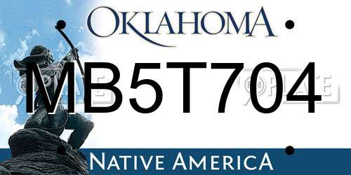 MB5T704 Oklahoma License Plate
