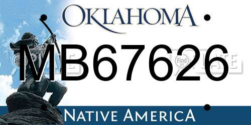 MB67626 Oklahoma License Plate