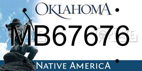 MB67676 Oklahoma License Plate