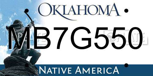 MB7G550 Oklahoma License Plate