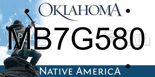 MB7G580 Oklahoma License Plate