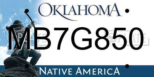 MB7G850 Oklahoma License Plate