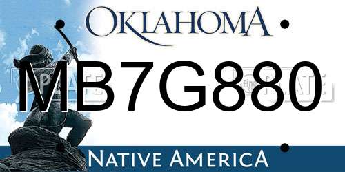 MB7G880 Oklahoma License Plate