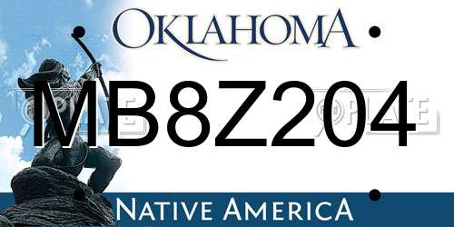 MB8Z204 Oklahoma License Plate