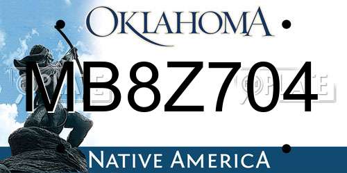 MB8Z704 Oklahoma License Plate