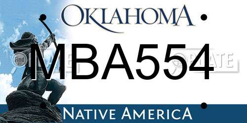 MBA554 Oklahoma License Plate