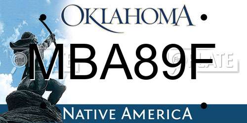 MBA89F Oklahoma License Plate