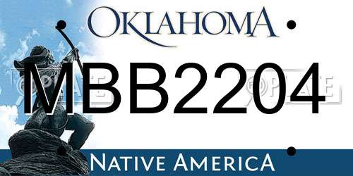 MBB2204 Oklahoma License Plate