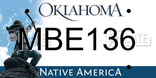 MBE136 Oklahoma License Plate