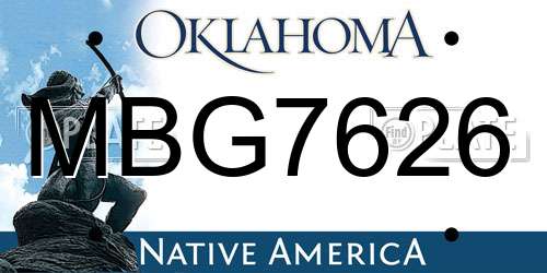 MBG7626 Oklahoma License Plate