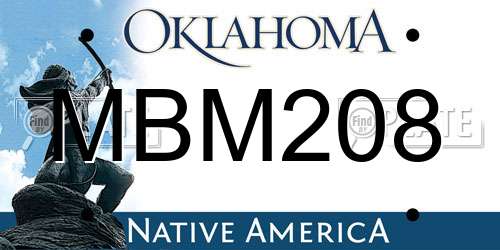 MBM208 Oklahoma License Plate