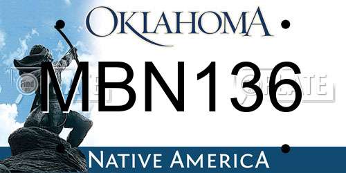 MBN136 Oklahoma License Plate