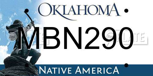 MBN290 Oklahoma License Plate