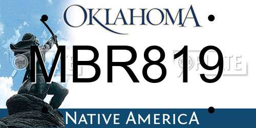 MBR819 Oklahoma License Plate