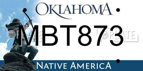 MBT873 Oklahoma License Plate