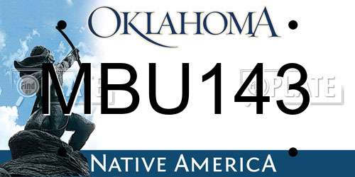 MBU143 Oklahoma License Plate