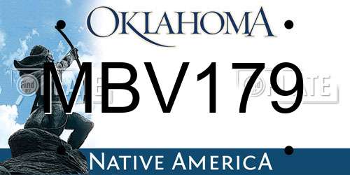 MBV179 Oklahoma License Plate