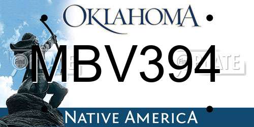 MBV394 Oklahoma License Plate